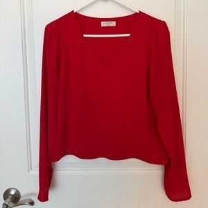 Aritzia Babaton Women's Red V-Neck Murphy Blouse